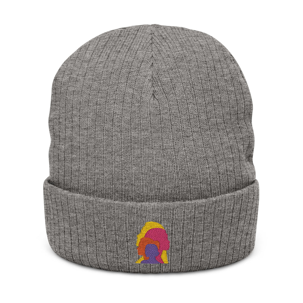Ribbed Making Her Mark Beanie in Gray