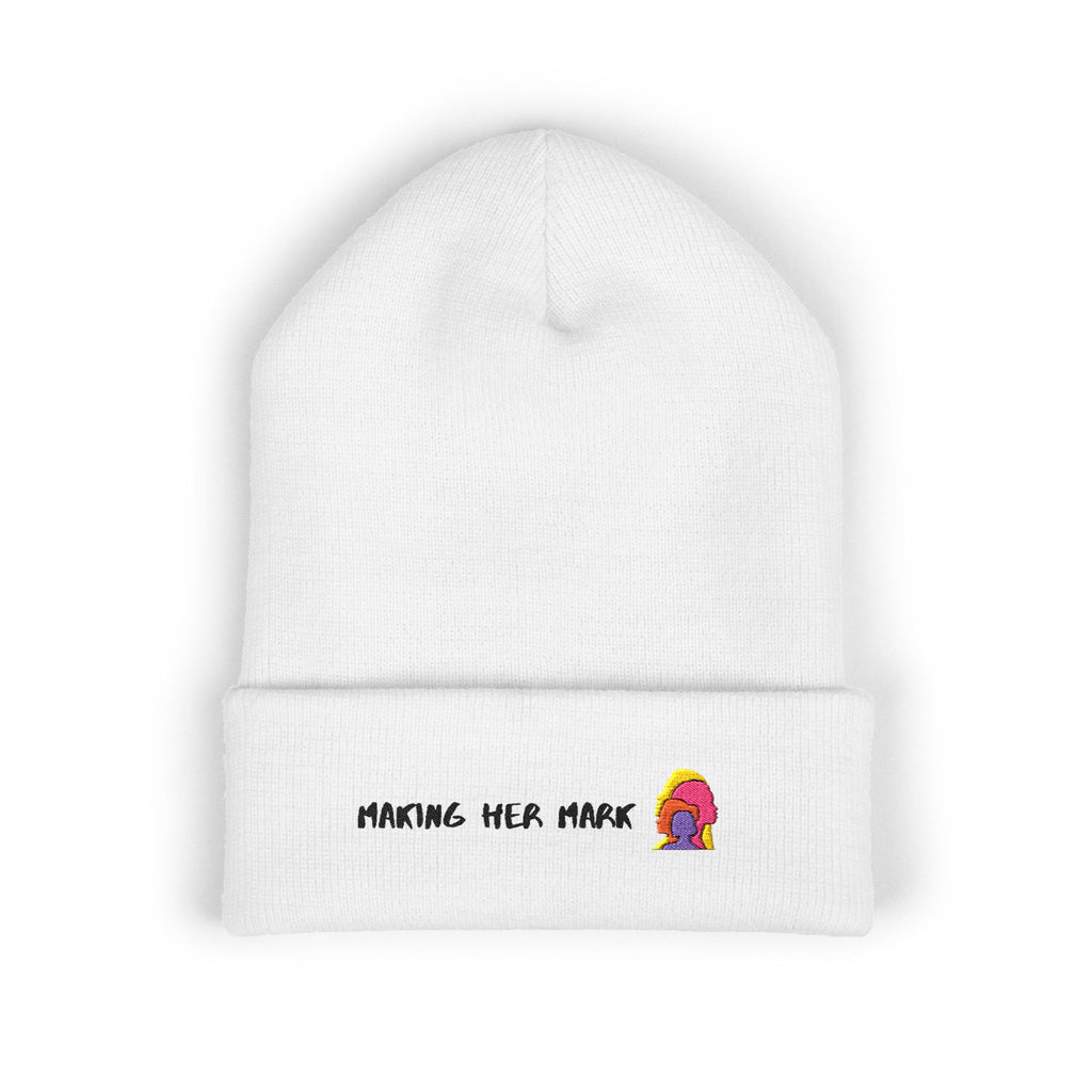 Making Her Mark Beanie (White and Pink)