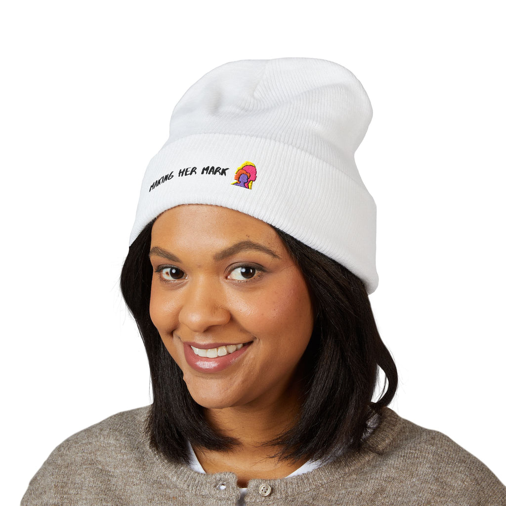 Making Her Mark Beanie (White and Pink)