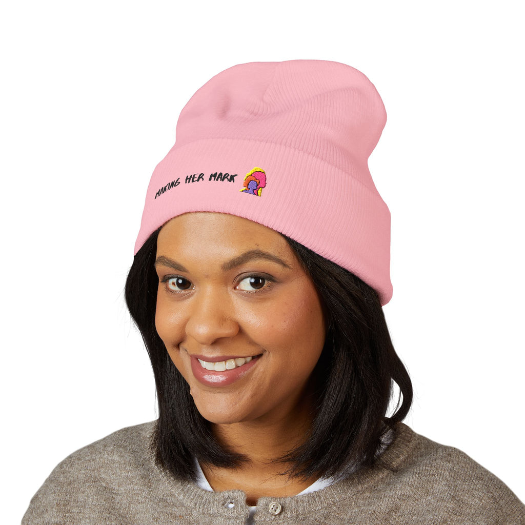 Making Her Mark Beanie (White and Pink)