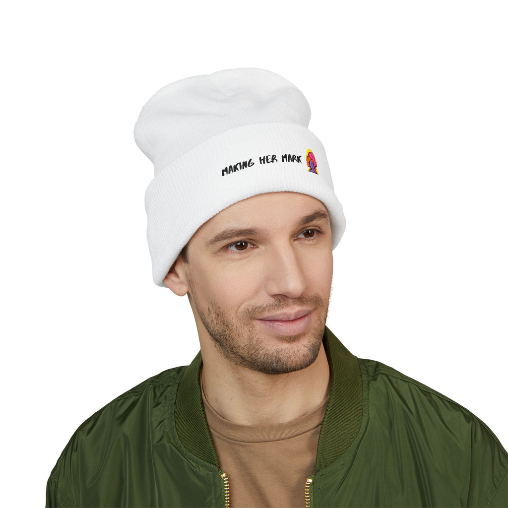 Making Her Mark Beanie (White and Pink)