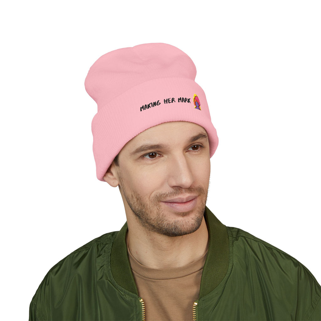 Making Her Mark Beanie (White and Pink)